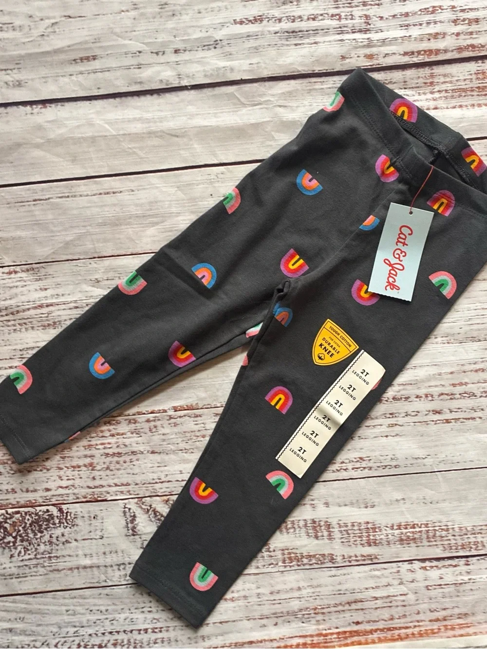 Cat & Jack Toddler Rainbow Print Charcoal Leggings 2T